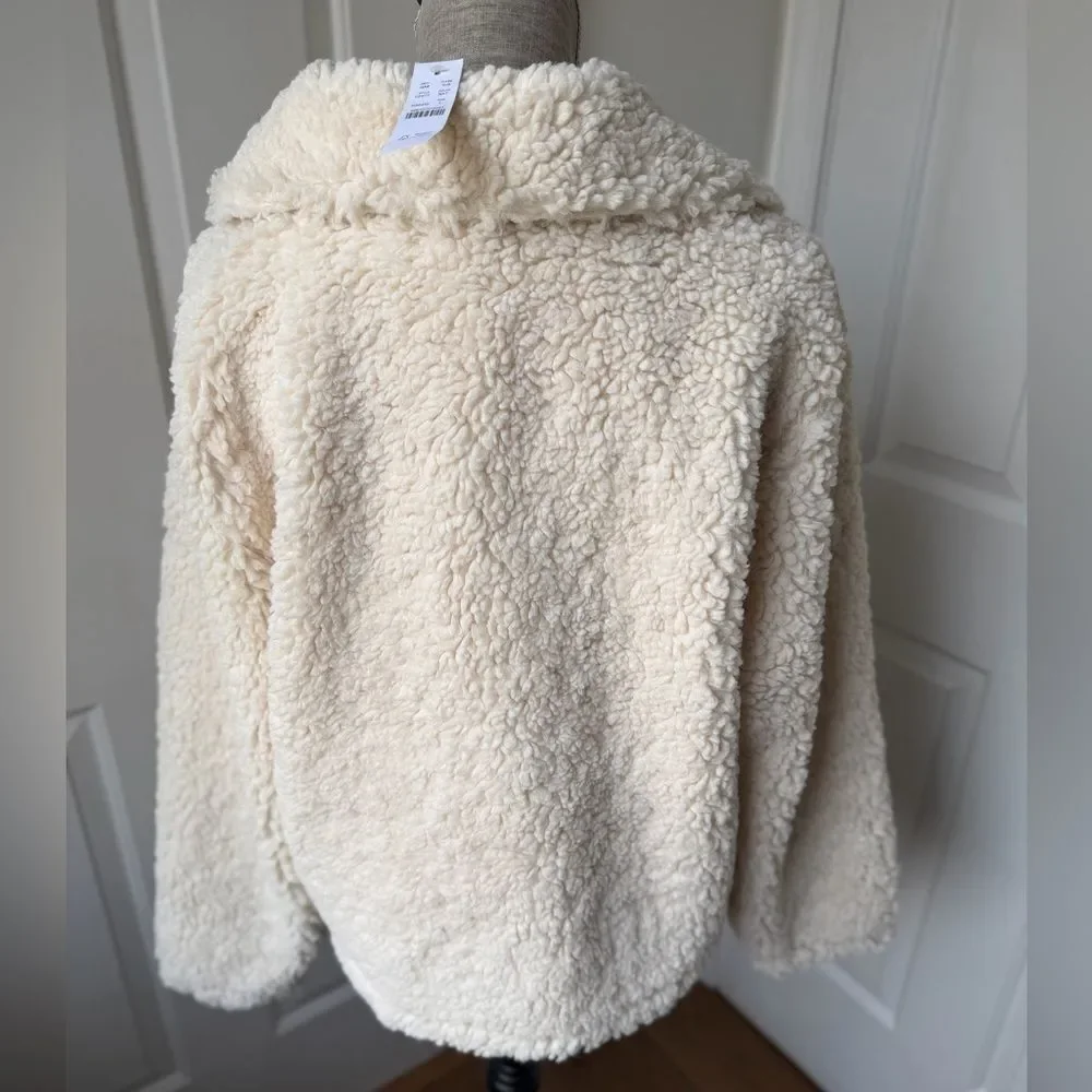 NWT J. Crew Sherpa Half-Zip Fleece Pullover Size Large